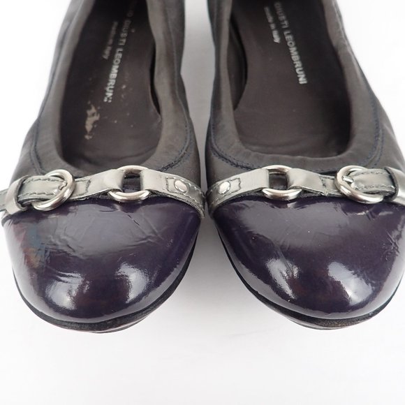 AGL Attilio Giusti Leombruni Ballet Flat Womens 39 US 9  Leather Purple Cap Shoe - Picture 2 of 11